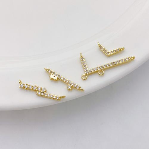 Cubic Zirconia Micro Pave Brass Connector, plated, DIY & different styles for choice & micro pave cubic zirconia, gold, Sold By PC