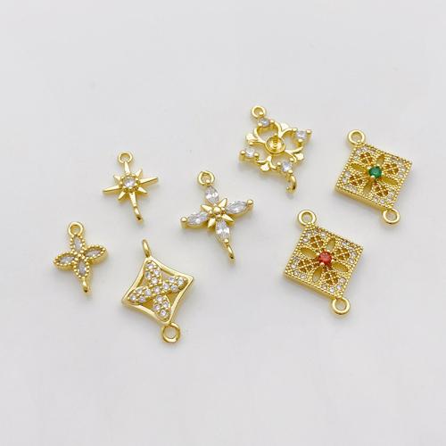 Cubic Zirconia Micro Pave Brass Pendant plated DIY & micro pave cubic zirconia gold Sold By PC