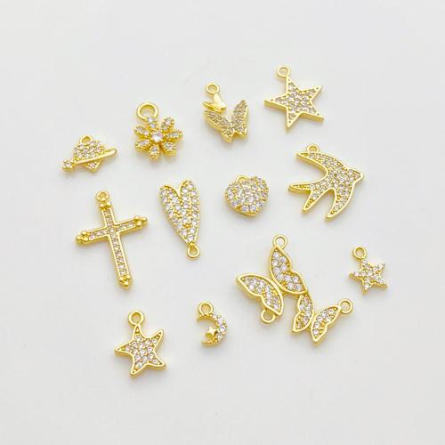 Cilindrata Zircone micro pavimenta il pendente di ottone, placcato, DIY & stili diversi per la scelta & Micro spianare cubic zirconia, oro, Venduto da PC