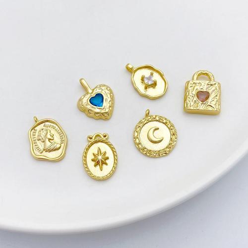 Cubic Zirconia Micro Pave Brass Pendant plated DIY & micro pave cubic zirconia gold Sold By PC