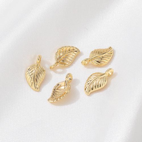 Brass Jewelry Pendants, Leaf, plated, DIY, gold, 14mm, Sold By PC