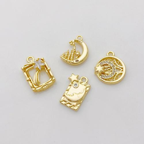 Cubic Zirconia Micro Pave bronze Pingente, cobre, banhado, DIY & Vario tipos a sua escolha & micro pavimento em zircônia cúbica, dourado, vendido por PC