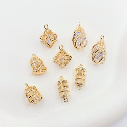 Cubic Zirconia Micro Pave Brass Pendant plated DIY & micro pave cubic zirconia gold Sold By PC