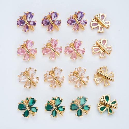 Jewelry Accessories, Brass, Butterfly, plated, DIY & micro pave cubic zirconia, more colors for choice, Sold By PC