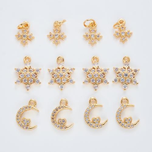 Cubic Zirconia Micro Pave Brass Pendant, plated, DIY & different styles for choice & micro pave cubic zirconia, gold, Sold By PC