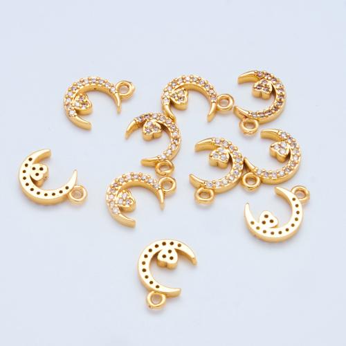 Cubic Zirconia Micro Pave bronze Pingente, cobre, banhado, DIY & micro pavimento em zircônia cúbica, dourado, 10mm, vendido por PC