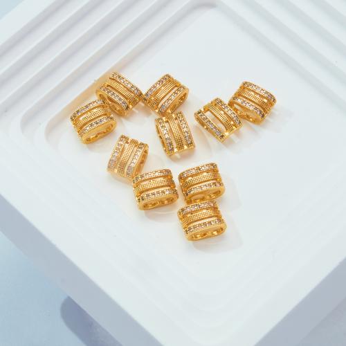 Brass Spacer Beads plated DIY & micro pave cubic zirconia gold Sold By PC