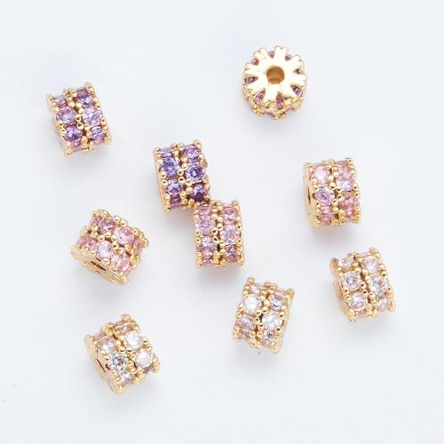 Brass Spacer Beads plated DIY & micro pave cubic zirconia Sold By PC