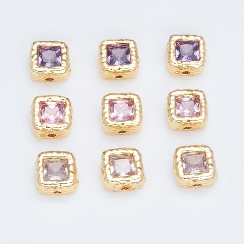 Brass Spacer Beads plated DIY & micro pave cubic zirconia 7.50mm Sold By PC