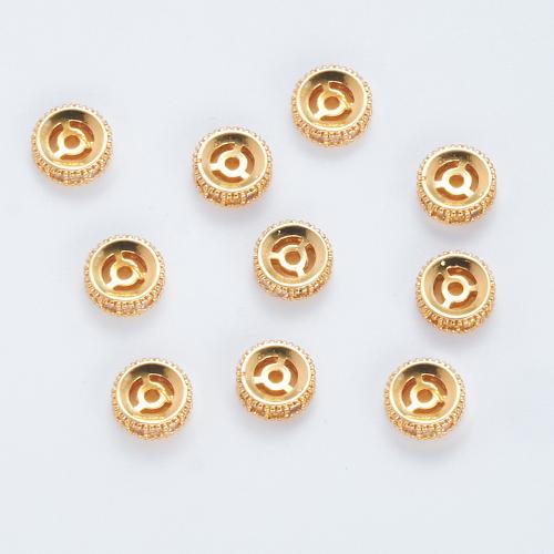 Brass Spacer Beads, plated, DIY & micro pave cubic zirconia, gold, 6mm, Hole:Approx 1mm, Sold By PC