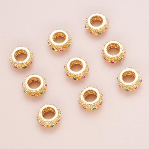 Brass Spacer Beads, plated, DIY & different size for choice & micro pave cubic zirconia, gold, Sold By PC