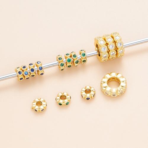 Brass Spacer Beads plated DIY & micro pave cubic zirconia Sold By PC