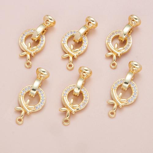 Brass Jewelry Clasps, plated, DIY & micro pave cubic zirconia, gold, 20mm, Sold By PC