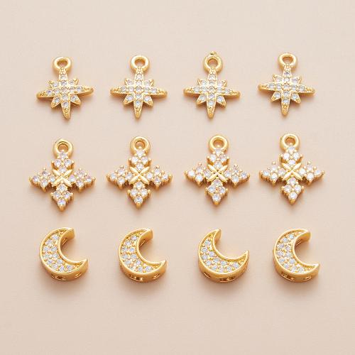 Cubic Zirconia Micro Pave Brass Pendant, plated, DIY & different styles for choice & micro pave cubic zirconia, gold, Sold By PC