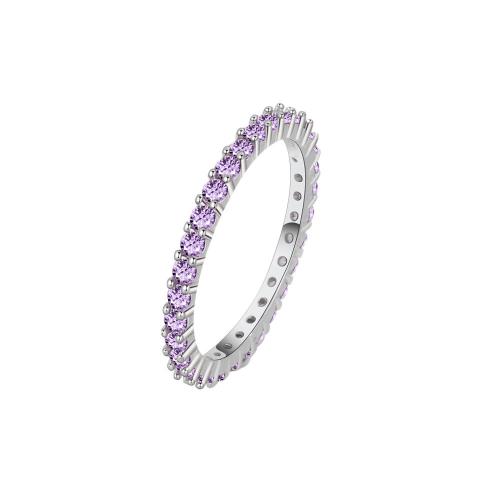 Cubique anneau en laiton Circonia Micro Pave, Placage, normes différentes pour le choix & pavé de micro zircon & pour femme, couleur platine, Vendu par PC