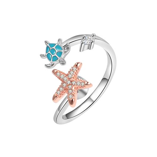 Cubique anneau en laiton Circonia Micro Pave, Placage, pavé de micro zircon & pour femme, couleur platine, Vendu par PC