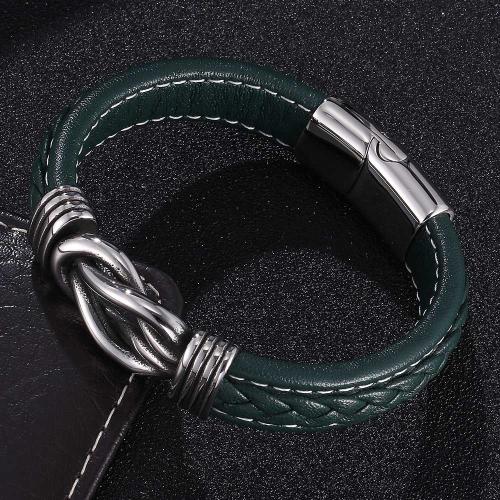 PU Leather Cord Bracelets, 304 Stainless Steel, with Microfiber PU, plated, Unisex & different size for choice, more colors for choice, Sold By PC