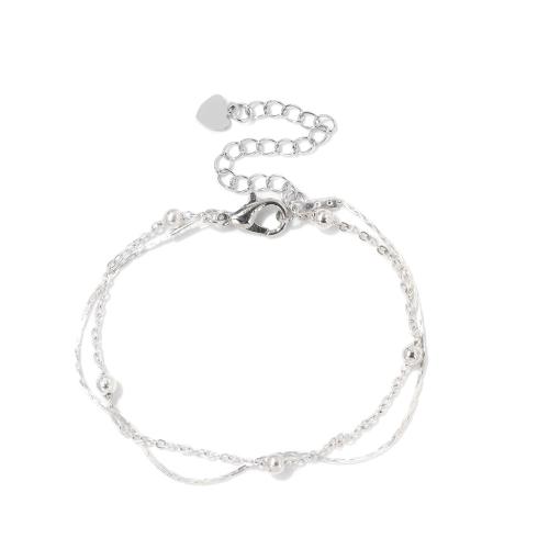 Bracelet en alliage de zinc, fait à la main, pour femme, argent, Longueur:Environ 18 cm, Vendu par PC