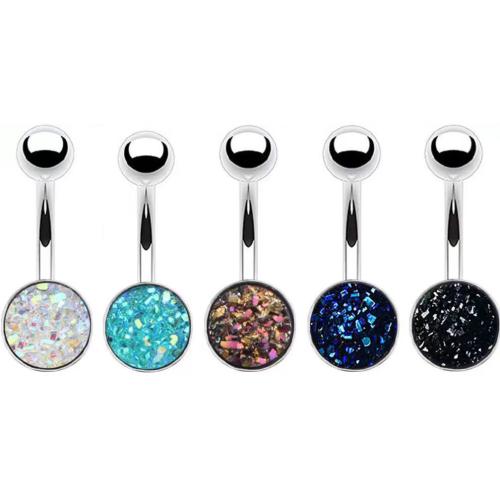 Stainless Steel Belly Ring, 304 Stainless Steel, with Acrylic, Unisex, more colors for choice, Sold By PC