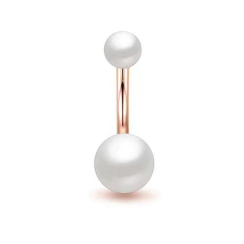 Stainless Steel Belly Ring, 304 Stainless Steel, with Plastic Pearl, polished, Unisex, more colors for choice, Sold By PC