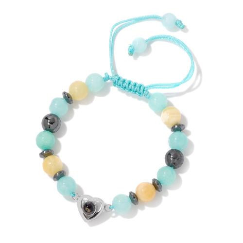 alliage de zinc Miniature Projection Bracelet, avec cordon de polyester & pierre gemme, unisexe, bleu, Longueur:Environ 16 cm, Vendu par PC