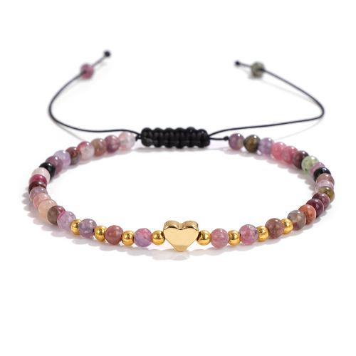 Bracelet en alliage de zinc, avec corde de cire & tourmaline, styles différents pour le choix & pour femme, plus de couleurs à choisir, Longueur:Environ 16 cm, Vendu par PC