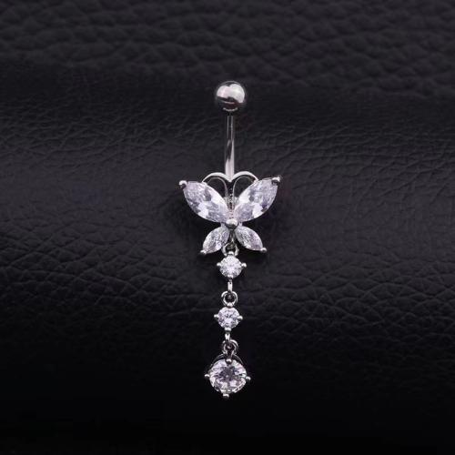 Stainless Steel Belly Ring 304 Stainless Steel Unisex & micro pave cubic zirconia Sold By PC