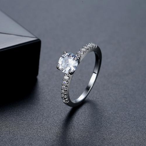 laiton bague, Plaqué de platine, normes différentes pour le choix & pavé de micro zircon & pour femme, Taille:5-9, Vendu par PC