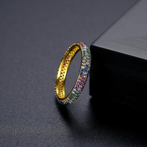 Brass Finger Ring gold color plated & micro pave cubic zirconia & for woman US Ring Sold By PC