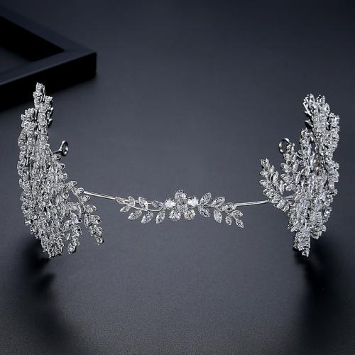 Messing Hair Band, platineret, Micro Pave cubic zirconia & for kvinde, 170mm, Solgt af PC