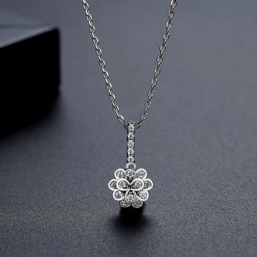 ottone collana, with 2inch extender chain, placcato platino, catena ovale & Micro spianare cubic zirconia & per la donna, Lunghezza Appross. 15.7 pollice, Venduto da PC