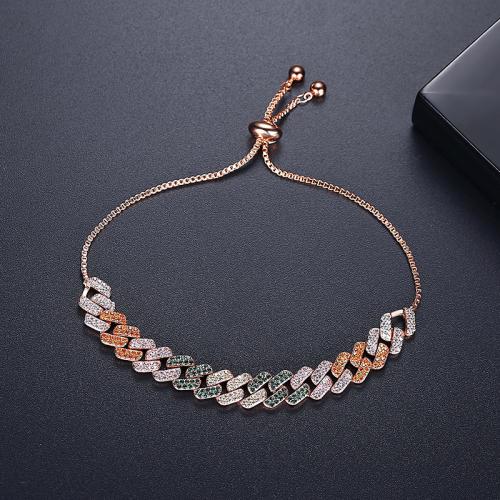 metal Pulsera, Patrón Geométrico, chapado, micro arcilla de zirconia cúbica & para mujer, más colores para la opción, longitud aproximado 10.2 Inch, Vendido por UD