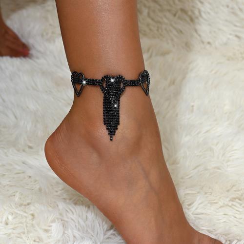 Brass Anklet with 2inch extender chain Heart plated for woman & with rhinestone & hollow Length Approx 8.7 Inch Sold By PC