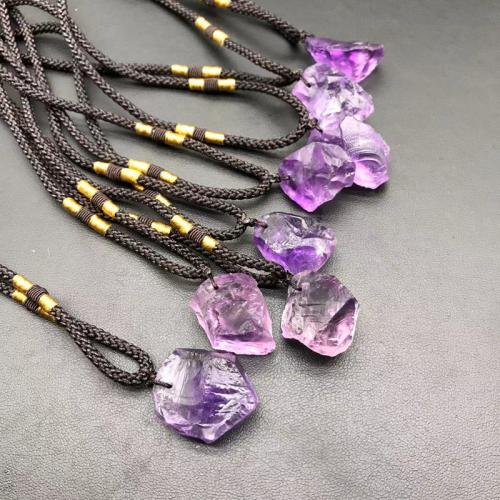 Quartz Gemstone Pendants Amethyst irregular without cord & DIY purple 2-3cm Sold By PC