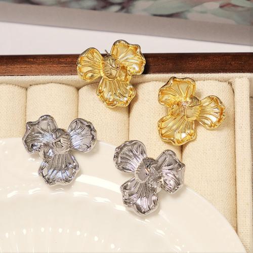 Brass Stud Earring, Flower, fashion jewelry & for woman, more colors for choice, 39x40mm, Sold By Pair