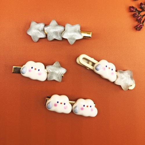 Alligator Hair Clip, Resin, with Tibetan Style, for children & different styles for choice, more colors for choice, 60mm, Sold By PC