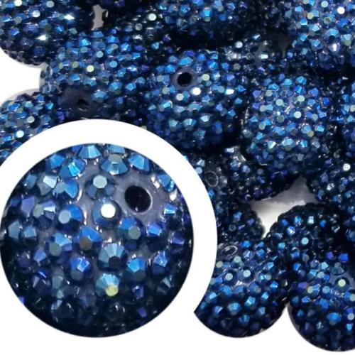 Acrylic Jewelry Beads, with Resin, DIY & different size for choice & with rhinestone, blue, 5PCs/Bag, Sold By Bag