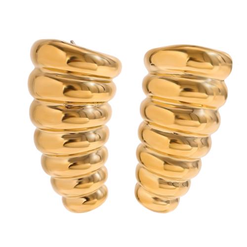 Stainless Steel Stud Earrings, 304 Stainless Steel, 18K gold plated, fashion jewelry & for woman, golden, 45.20x23.50mm, Sold By Pair