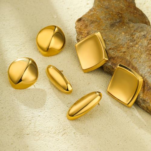 Stainless Steel Stud Earrings, 304 Stainless Steel, 18K gold plated, fashion jewelry & different styles for choice & for woman, golden, Sold By Pair