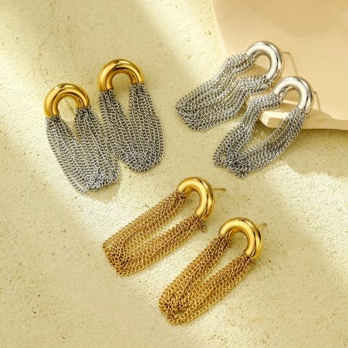 Fashion Fringe Boucles d'oreilles, Acier inoxydable 304, bijoux de mode & pour femme, plus de couleurs à choisir, 55x19mm, Vendu par paire