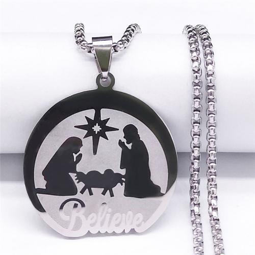 Stainless Steel Jewelry Necklace, 304 Stainless Steel, fashion jewelry & for woman, silver color, 30x33mm, Length:Approx 50 cm, Sold By PC