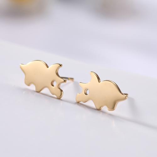 Stainless Steel Stud Earrings 304 Stainless Steel Rhinoceros fashion jewelry & for woman Sold By Pair