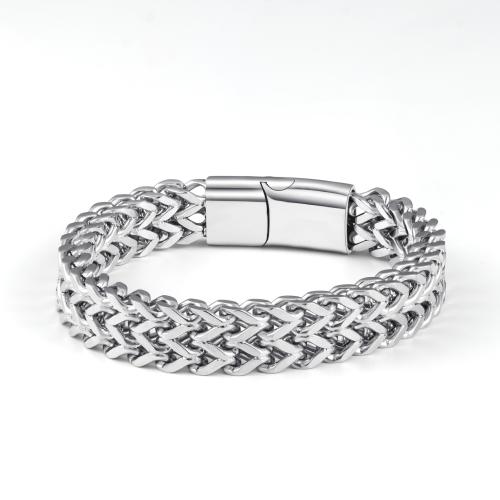 Stainless Steel Jewelry Bracelet, 304 Stainless Steel, fashion jewelry & for man, original color, 8mm, Length:26 cm, Sold By PC