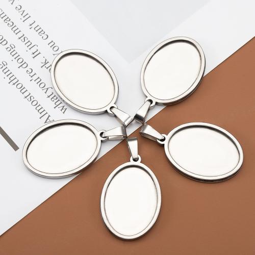 Stainless Steel Pendant Setting, 304 Stainless Steel, Flat Oval, DIY & different size for choice, original color, Approx 100PCs/Bag, Sold By Bag