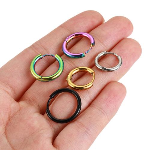 Stainless Steel Huggie Hoop Earring, 304 Stainless Steel, Donut, Vacuum Ion Plating, fashion jewelry & different size for choice & for woman, more colors for choice, Approx 100PCs/Bag, Sold By Bag