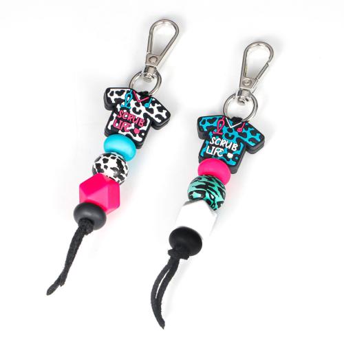 Bag Purse Charms Keyrings Keychains, Silicone, with Tibetan Style, plated, for woman, more colors for choice, Overall length:14.2cm, Sold By PC