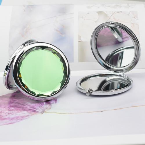 Iron Cosmetic Mirror, with Crystal, Foldable & double-sided, more colors for choice, nickel, lead & cadmium free, 70x15mm, Sold By PC