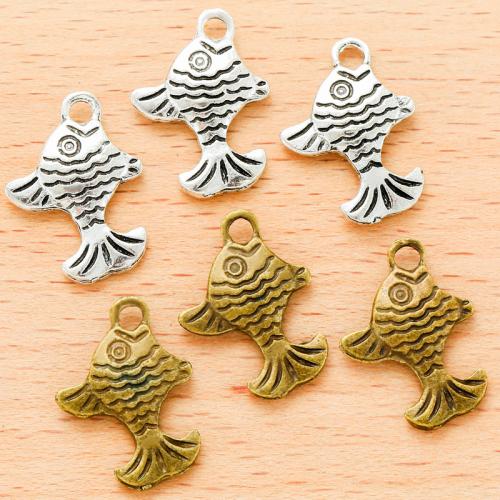 Tibetan Style Animal Pendants, Fish, plated, DIY, more colors for choice, 21x15mm, 100PCs/Bag, Sold By Bag