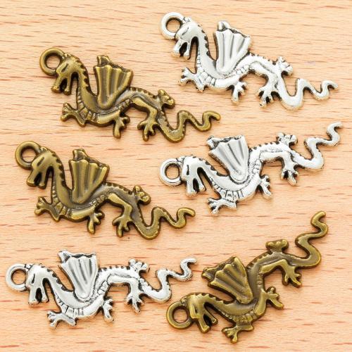 Tibetan Style Animal Pendants, Dragon, plated, DIY, more colors for choice, 27x12mm, 100PCs/Bag, Sold By Bag