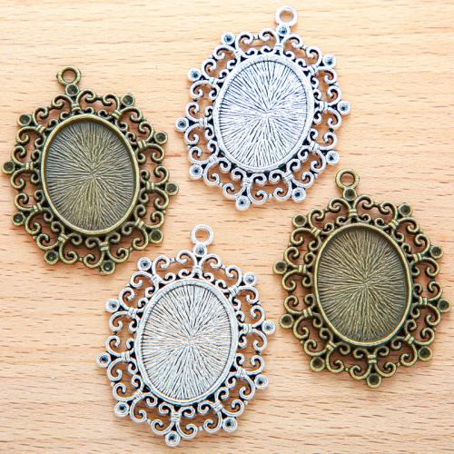 Tibetan Style Pendant Cabochon Setting, plated, DIY, more colors for choice, 49x38mm, 100PCs/Bag, Sold By Bag